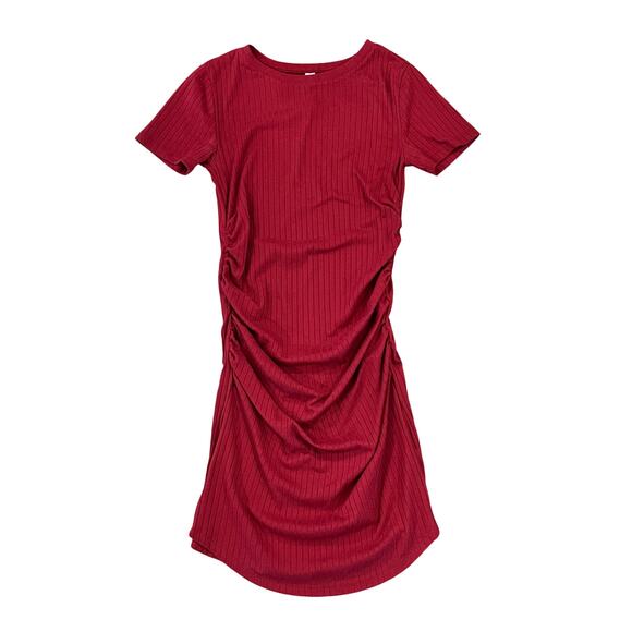 BP Red/Maroon Ribbed Cinched Body-Con Dress - SIZE M - Picture 1 of 7